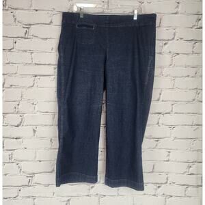Eileen Fisher Jeans Womens XL side zip Dark Wash Cropped Wide leg